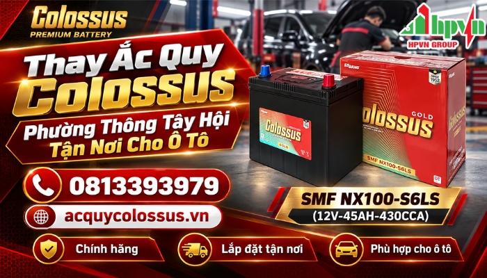 Cửa H&agrave;ng Ắc Quy Colossus Phường Th&ocirc;ng T&acirc;y Hội Ch&iacute;nh H&atilde;ng