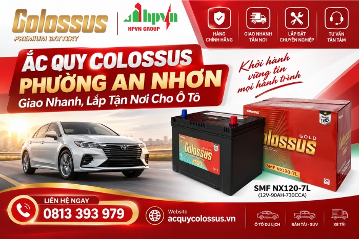 Ắc Quy Colossus Phường An Nhơn – Giao Nhanh, Lắp Tận Nơi Cho Ô Tô